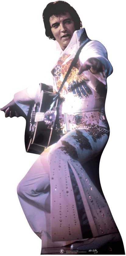 Levensgrote Kartonnen Uitsparing Elvis Presley in Amerikaans Adelaarspak Feestdecoratie