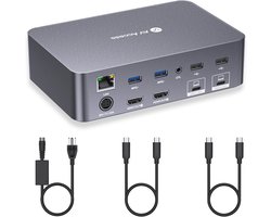 KVM Switch Docking Station voor 2 Monitors en 2 Laptops met 4K Ondersteuning en 60W Opladen voor Thuiswerk