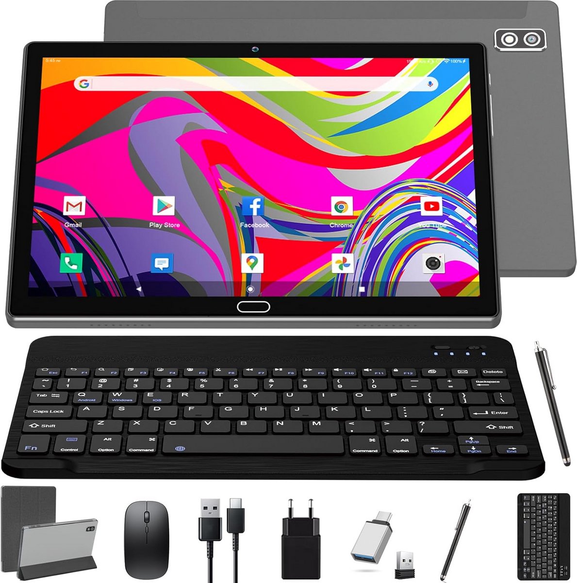 2025 Nieuwste 10 inch Android Tablet - 2-in-1 met 2 SIM-slots en 64 GB opslag