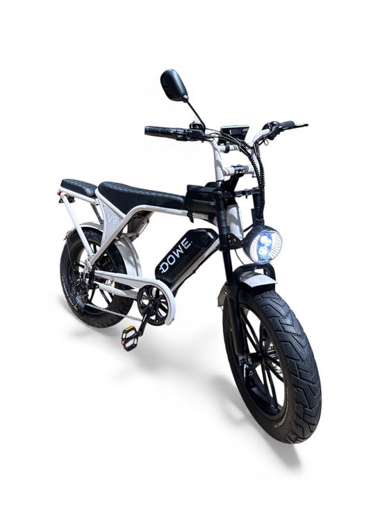 Dowe V9 Elektrische Fatbike - Beige - 250W - 25 Km/h - NFC - 17,5Ah Accu - Zonder gashendel - 100% legaal - Beige fatbike 2026 - Rijklaar - Range 60-100 km van Merkloos — afbeelding 2