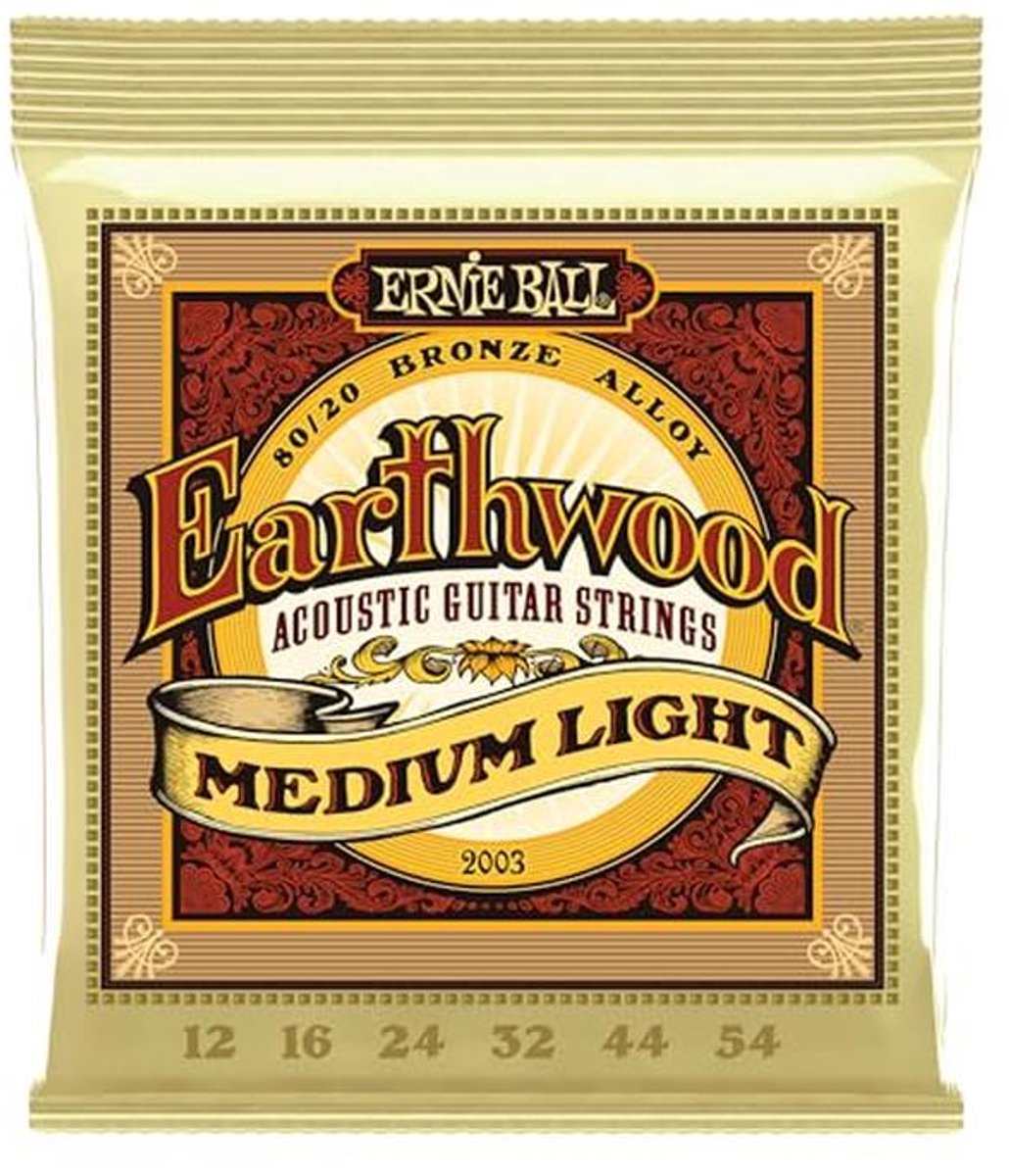 Ernie Ball Earthwood Medium Light 80/20 Bronze Strings for Acoustic Guitar - 12-54 Gauge