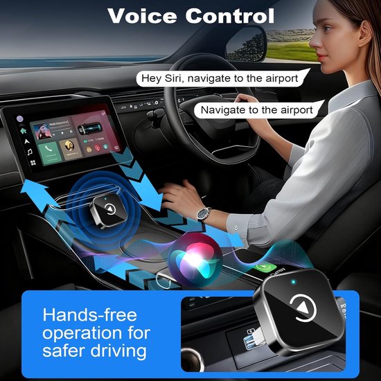 CarPlay draadloze adapter en Android Auto draadloze adapter, 2-in-1 bekabelde naar draadloze adapter voor Apple CarPlay/Android Auto, Plug & Play, automatische verbinding, voor iOS 10+/Android 11+ (zwart) van Carlinkit — afbeelding 4