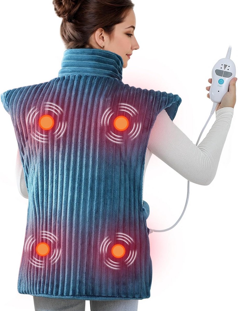Extra Groot Elektrisch Verwarmingskussen met Massage voor Rug- en Nekpijnverlichting