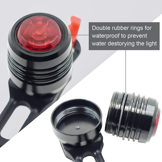 Oplaadbare USB Fiets Achterlichten met 3 Lichtstanden - Waterdichte LED Fietslamp voor Mountainbikes en Racefiets — afbeelding 5