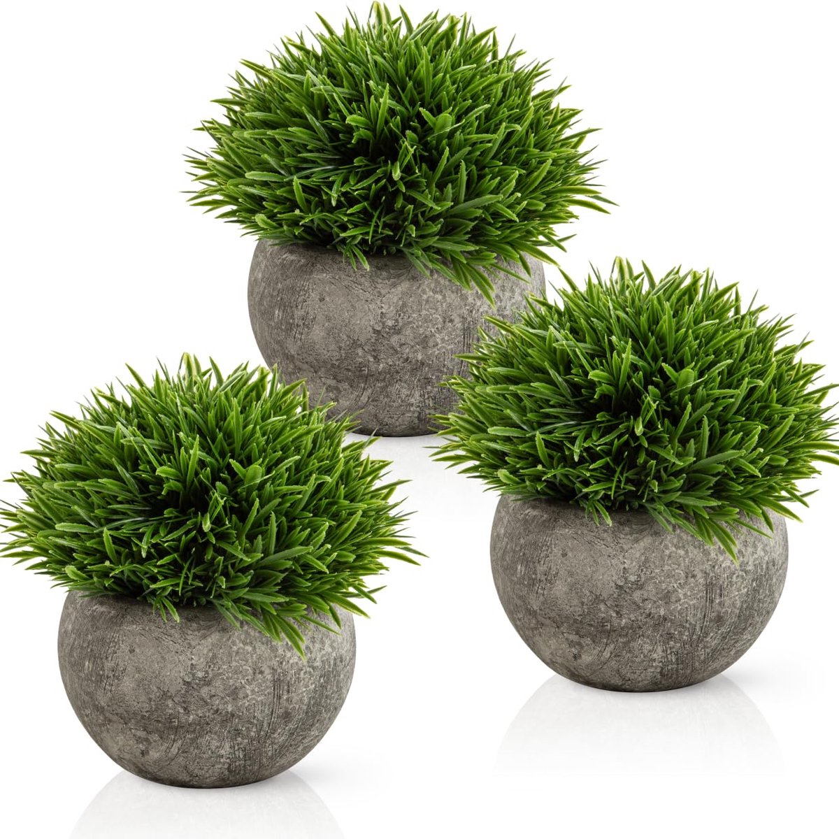 Unyqoos Set van 3 levensechte decoratieve planten in potten voor elk interieur Grijs