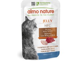 Almo Nature HFC Jelly - Natte Kattenvoeding voor Katten - Tonijn en Tong - Human Grade, Glutenvrij - 55g, Pak van 24