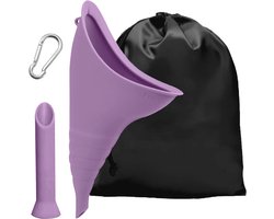 JOOTUEPO Vrouwelijk urinerapparaat, draagbare vrouwelijke urinoirtrechter met trekkoord tas, voor kamperen, wandelen, reizen, veilig en comfortabel (paars)
