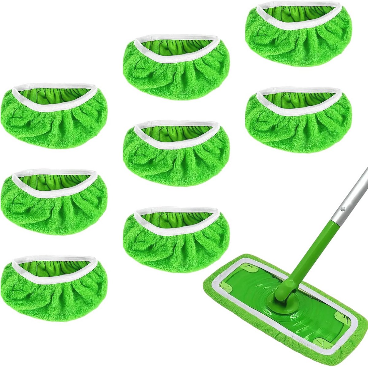Leruiyezs 8 stuks herbruikbare microvezeldoeken voor for Swiffer vloerwisserset, dweilovertrek voor for Swiffer Sweeper, nat en droog dweilen, 25,4 x 11,5 cm