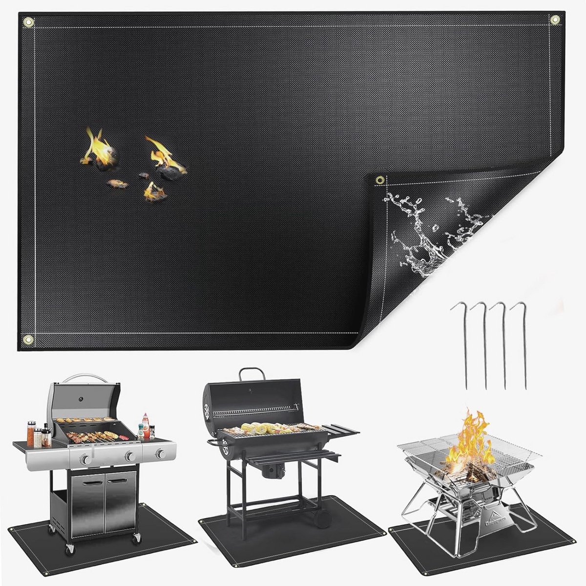Dubbelzijdige Vuurvast Grillmat 122 × 92 CM voor BBQ en Open Haard