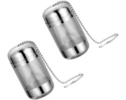 Set van 2 roestvrijstalen thee-infusers - Lazy Tea Bag - Thee-infuser van 316 roestvrij staal (voedselveilig) - Geschikt voor het zetten van thee - Filter - Ultrafijn filter - Geschikt voor losse thee - Thee-infuser met schroefdraad - 8 x 4 cm
