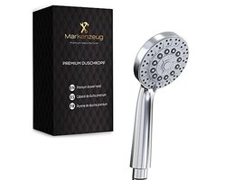 MARKENZEUG© Premium douchekop I douchekop geschikt voor elke douche I hoogwaardige handdouche I douchekop met 5 straalsoorten & praktisch zelfreinigend siliconen mondstuk I douchekop met hoge druk