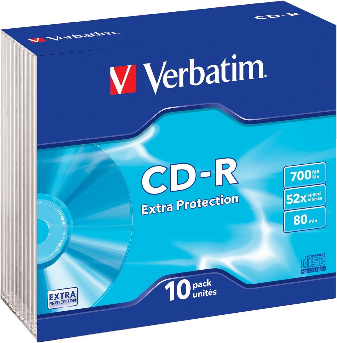 CD-R 700 MB met Extra Bescherming en Lange Levensduur - 10 Pack