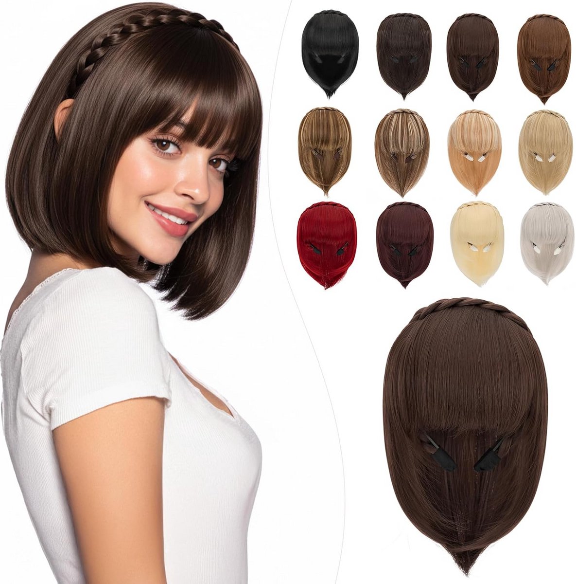 Haarstuk met Clip en Haarband voor Volume en Pony - Natuurlijke Look
