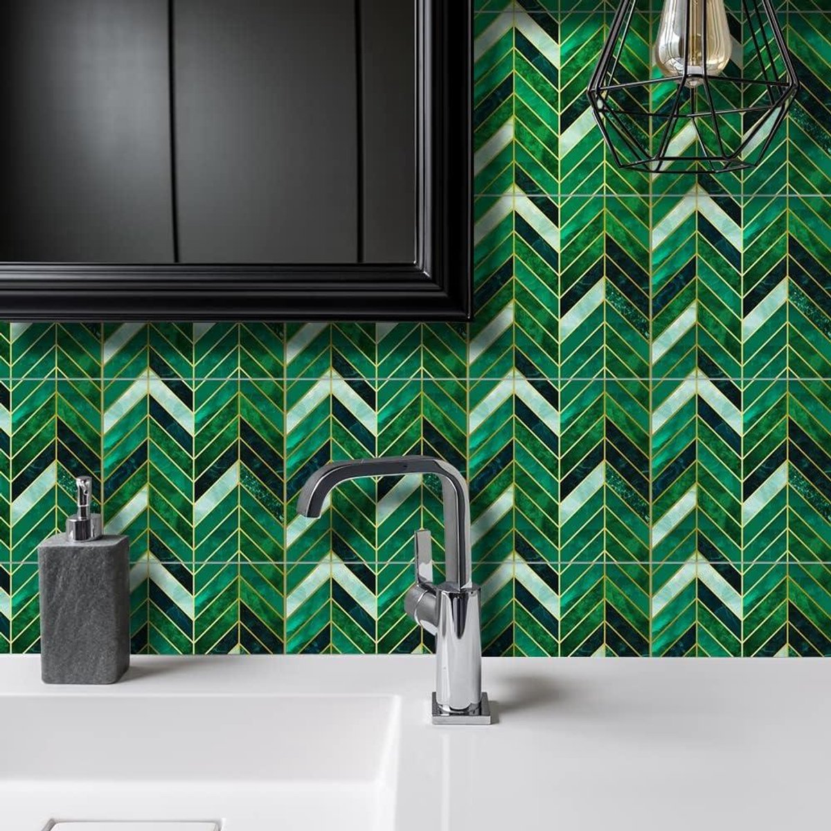 Allecta - Tegelstickers voor huisdecoratie en splashback - Groen - Mozaïek - 10 stuks