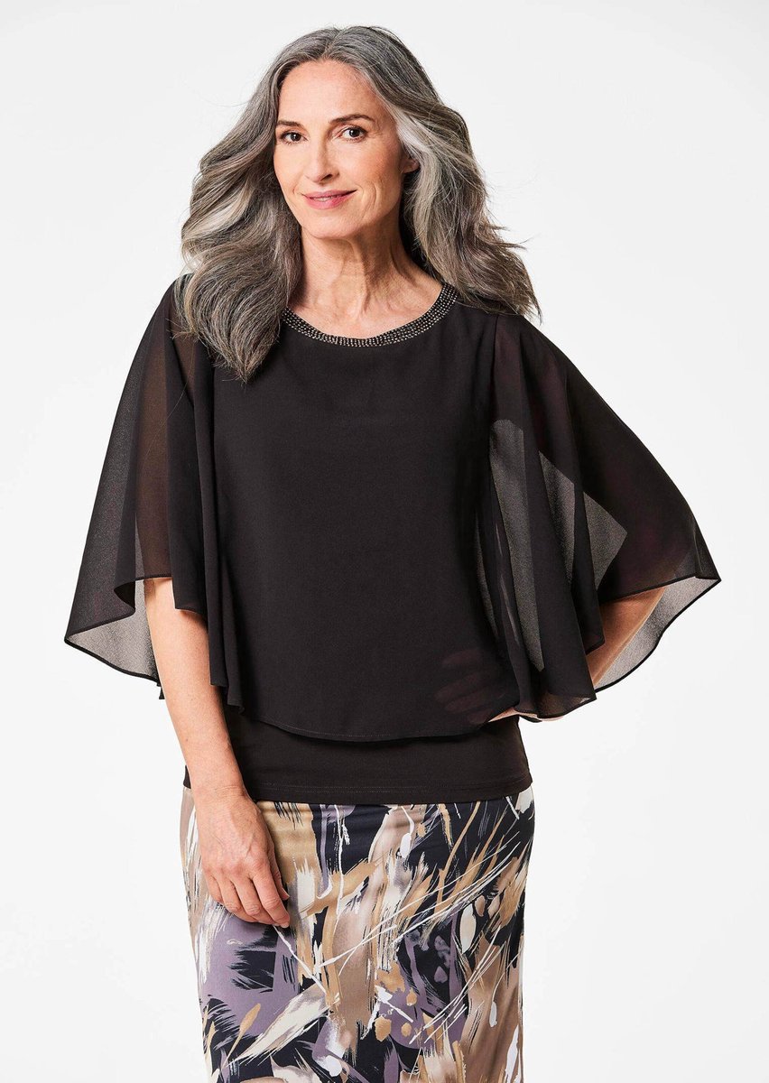 Goldner Blouse Elegante chiffonblouse, boothals