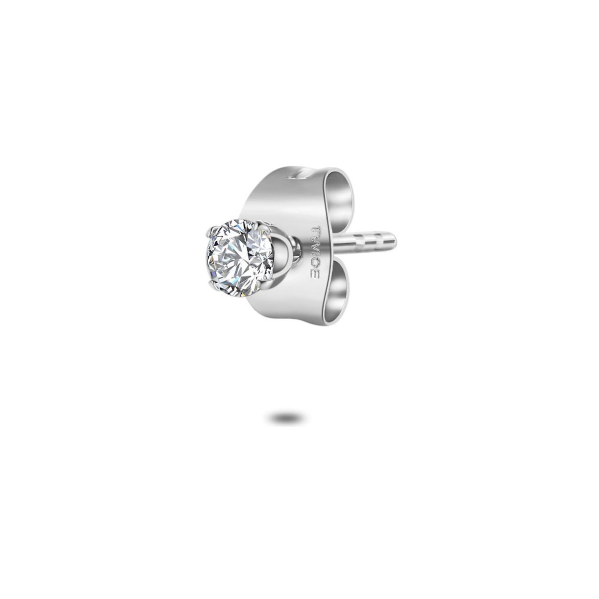 Twice As Nice Oorbel per stuk in edelstaal, zirkonia, 3 mm