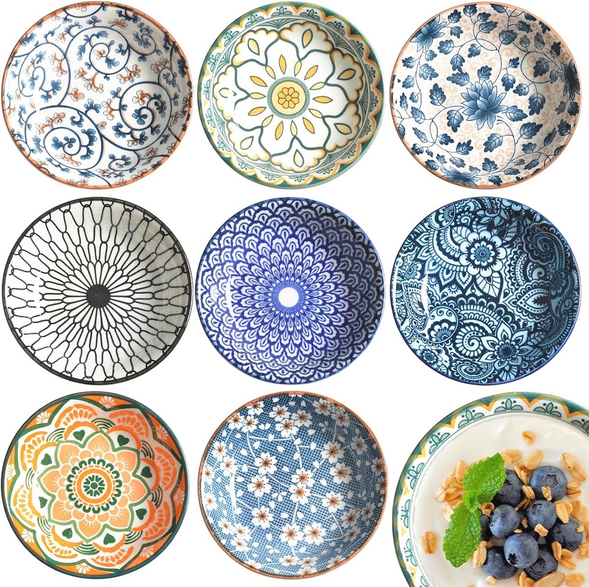 8 stuks kleine keramische dipschalen en serveerschalen set - ideaal voor dips en snacks