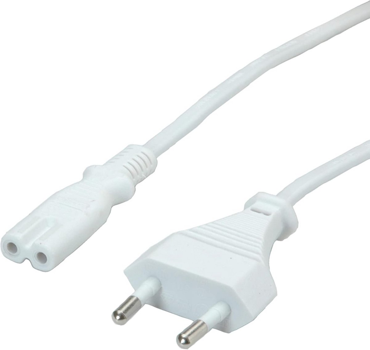 Netsnoer Euro platte stekker naar C7, 2-polig, wit, 1 m