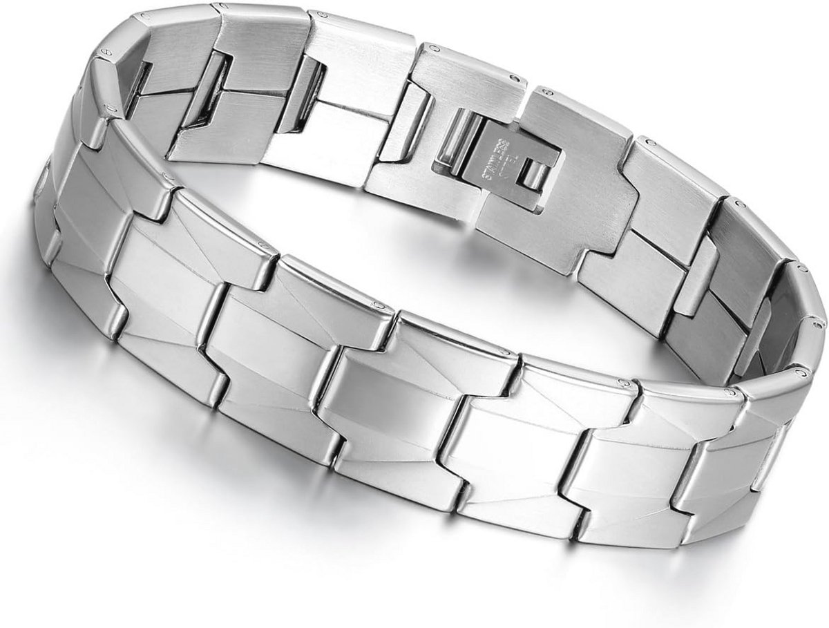 RVS 16mm Breed Zilver Tone Hoogglans Link Chain Armband voor Mannen en Vrouwen