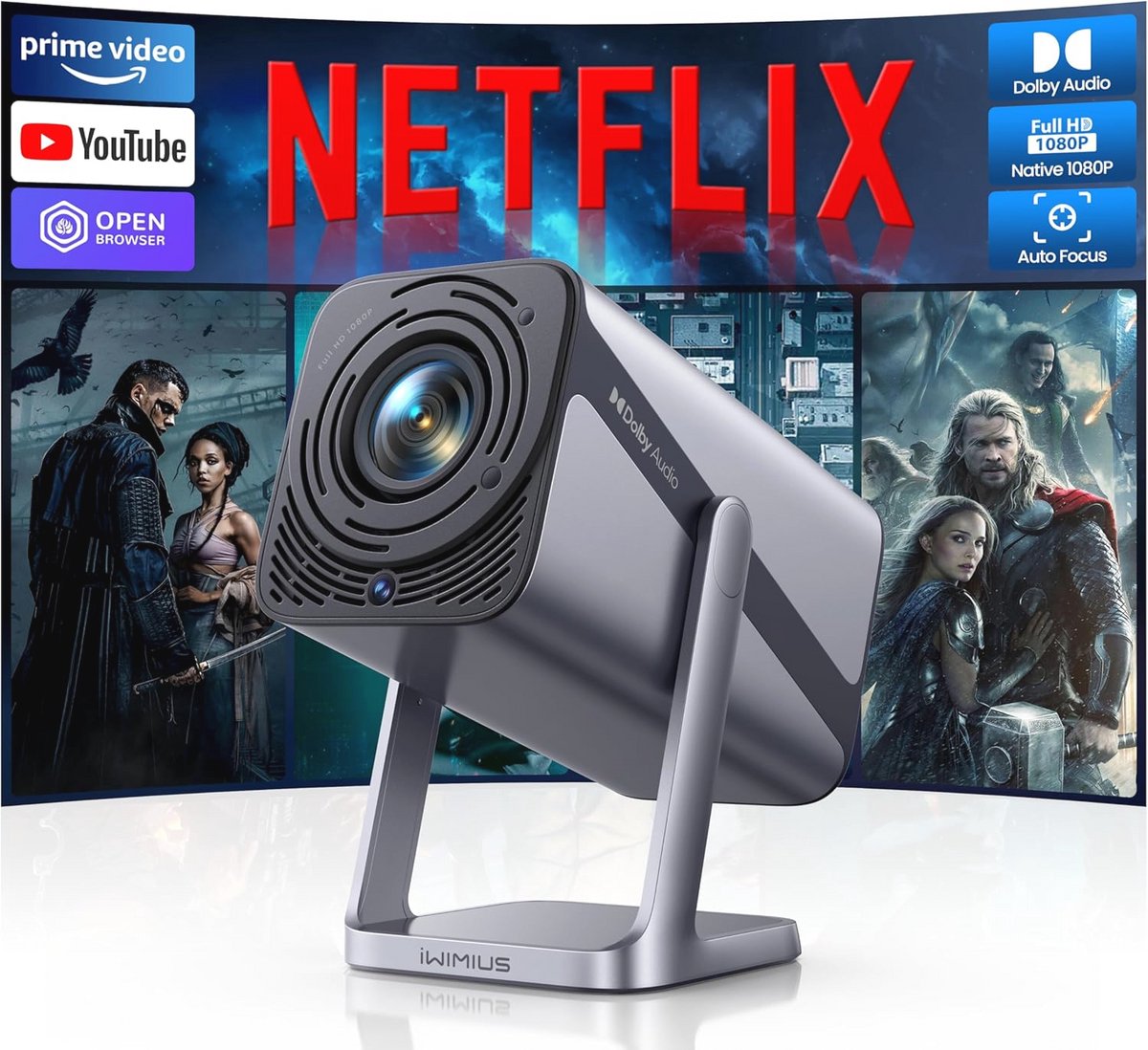 Smart Beamer 4K met Dolby Audio - Full HD 1080P, Wifi6 en Bluetooth