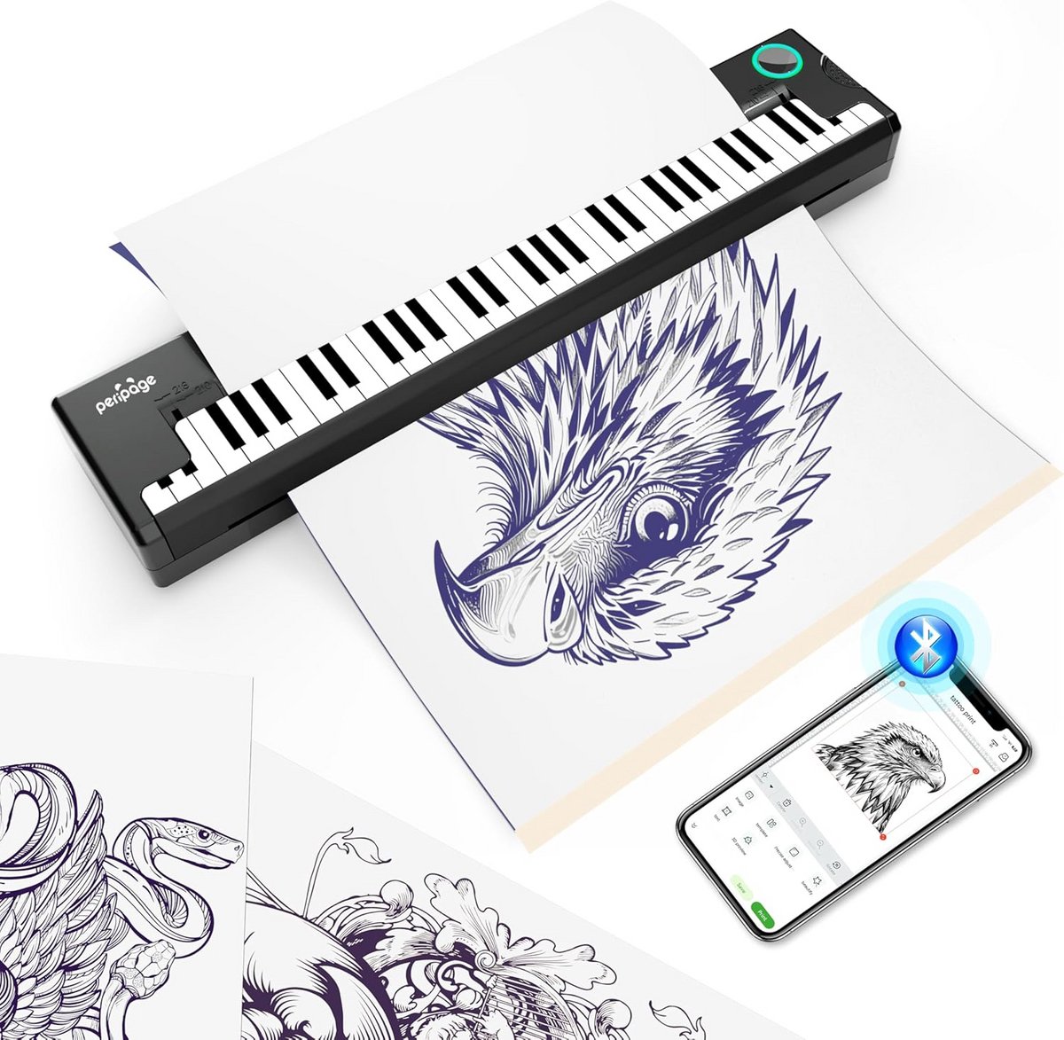 Draadloze Thermo Tattoo Schablonendrukker - Compatibel met Smartphone, Tablet en PC