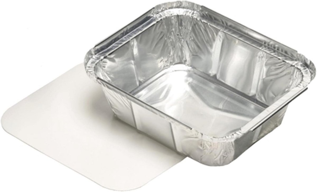 Aluminium schalen met deksel - 10 x 12 x 14,5 cm, 25 stuks