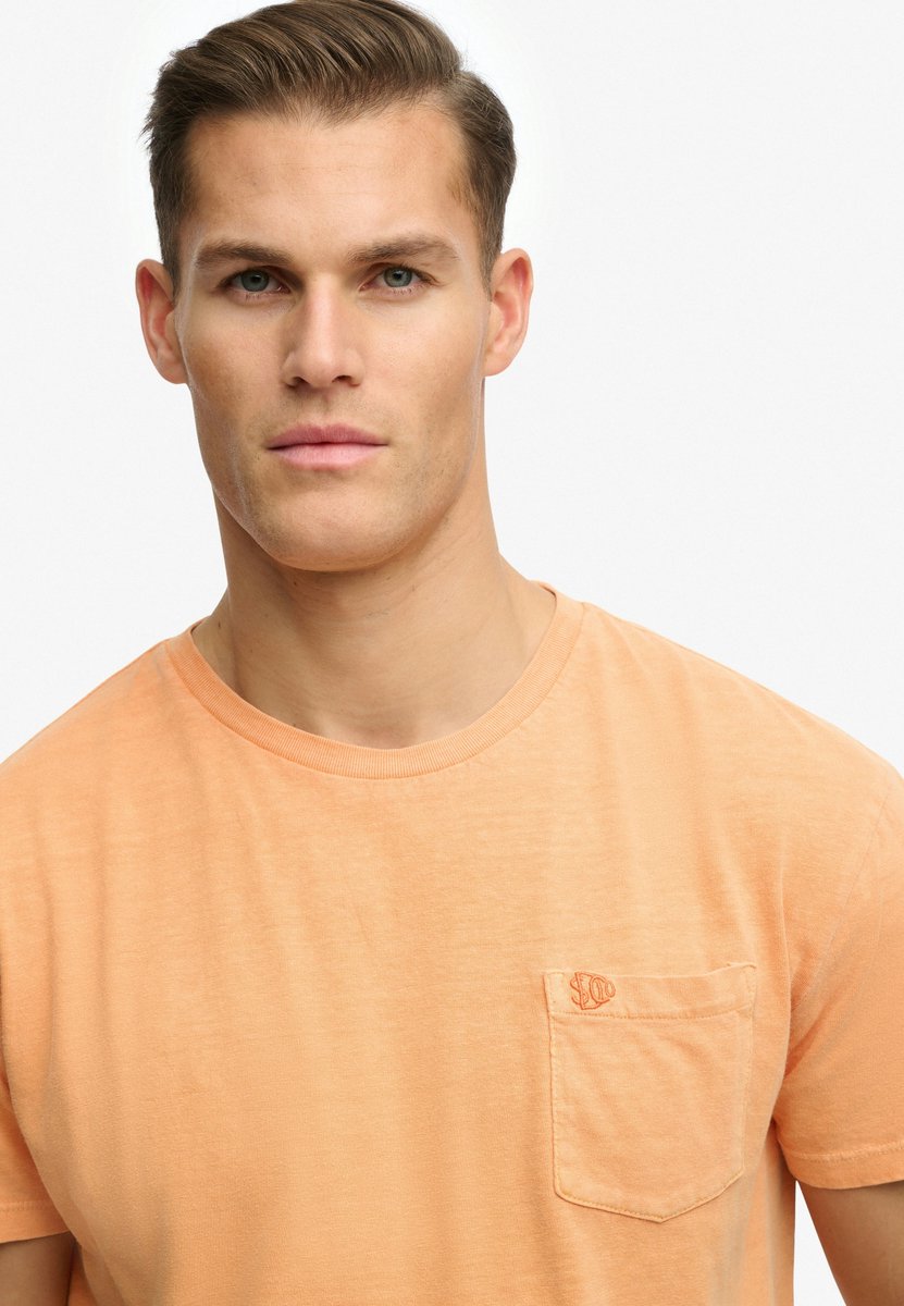 Superdry Klassiek Katoenen Linnen T-shirt met Zak Heren T-shirts Oranje