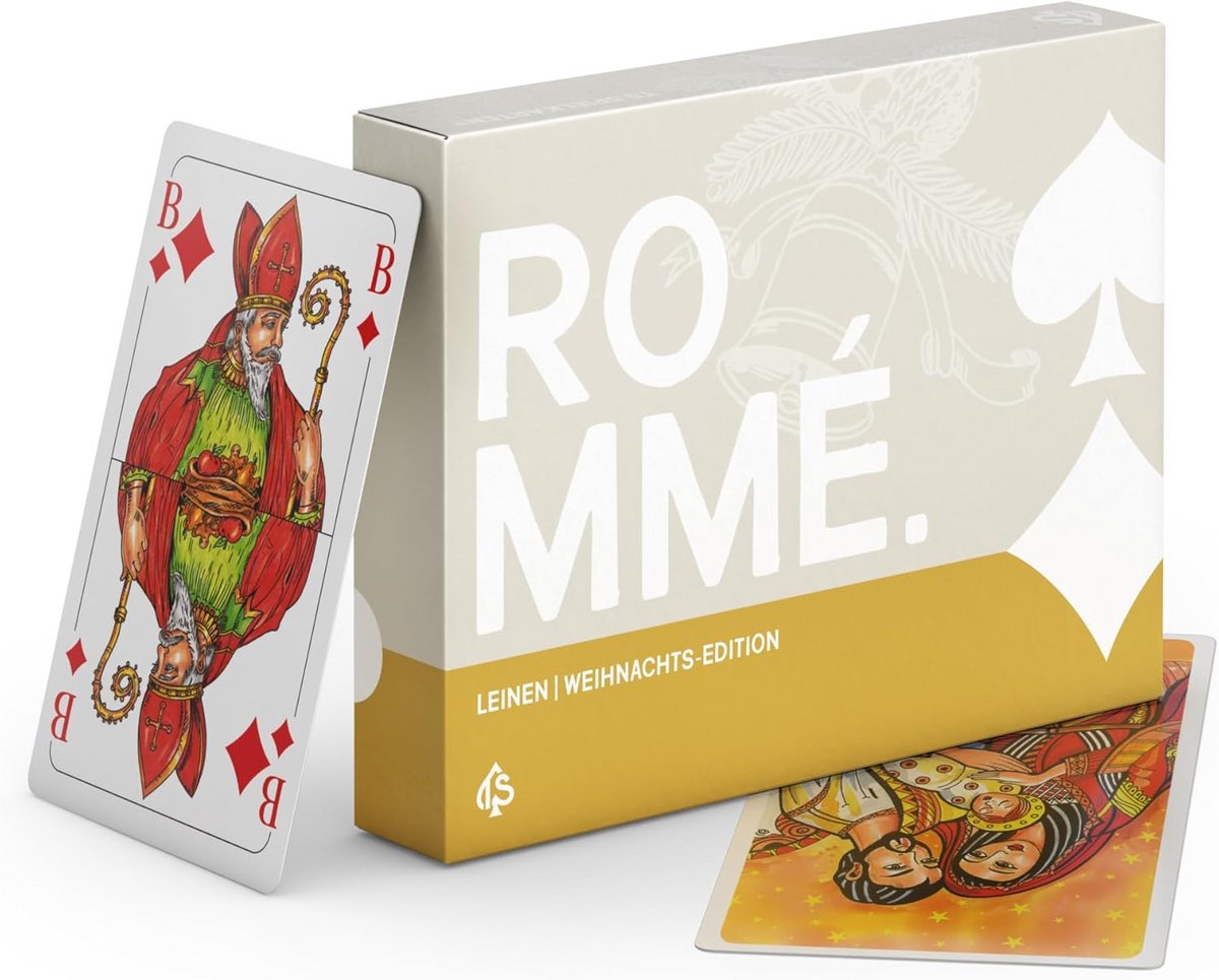 Romme kaartspel met kerstthema voor Skat, Poker, Mau-Mau en Canasta | 100% Kunststof Hoogwaardige Speelkaarten