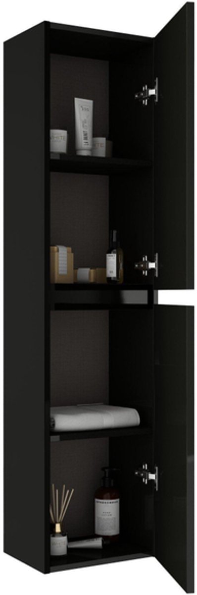 FugaFlow Eccelente Arredo Hoge Kast - 140x35x27cm - 2 deuren - mat zwart