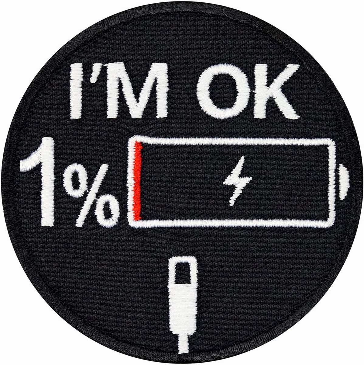 Opstrijkbare Militair Embleem 'Low Battery Lege Batterij' Sticker - 75x75mm