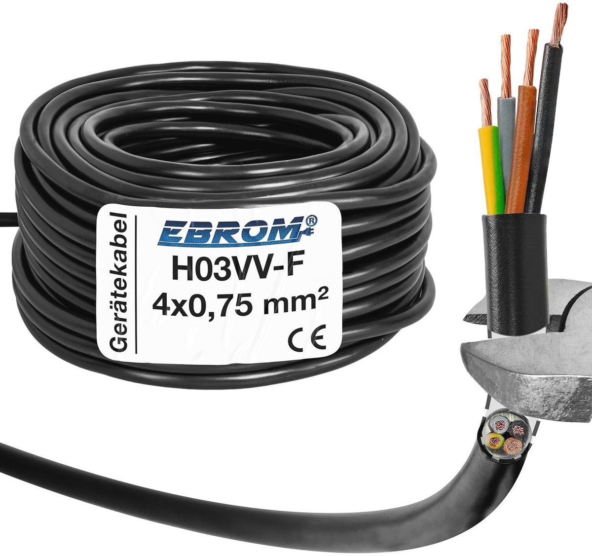 Ronde Kunststof Slangleiding met 4x0,75 mm² Kabel - Diverse Lengtes Beschikbaar