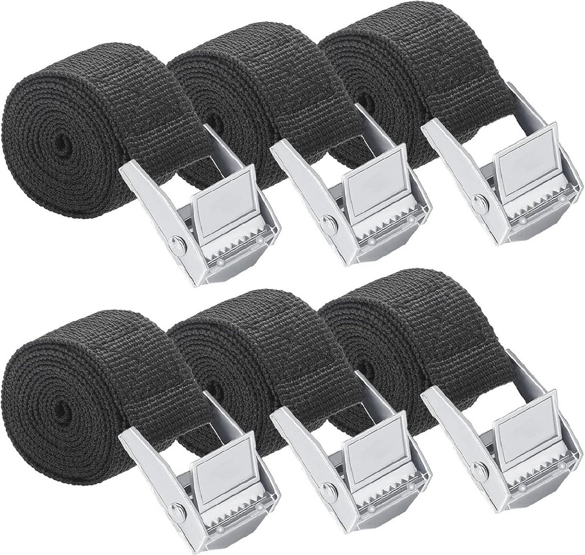 Ratelriemen 6 stuks, 25 mm x 0,5 m, verstelbare spanbanden voor motorfiets, aanhanger, auto en fiets