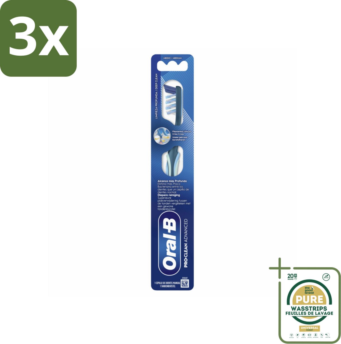 3 x Oral-B - Pro-Clean – Tandenborstel – Manueel - Grootverpakking - Koffiezetapparaat