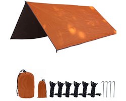 Tentdoek voor kampeertenten - Buitentent - Verdikte constructie - Zilverkleurig Oxford-doek - Zonwerende tent - Water- en winddicht - Kamperen - Zonnescherm - 300*300 cm -Oranje