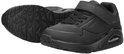 Zwarte Skechers UNO-AIR BLITZ sneaker, zijaanzicht met klittenbandsluiting, veters en luchtkussenzool.