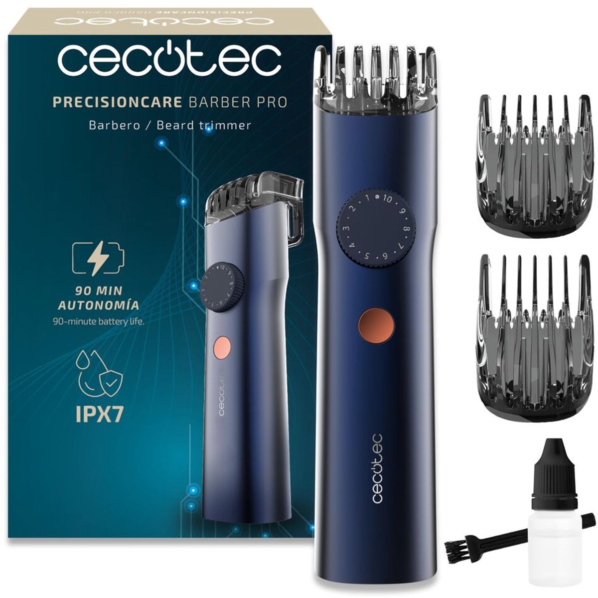Cecotec Tondeuse PrecisionCare Barber Pro Oplaadbaar IPX7 Blauw Accessoires