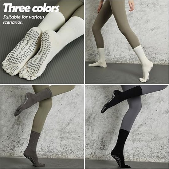 3 paar - Sokken - antislip sokken - Yoga Sokken - sokken dames - yoga sokken antislip dames - ademende katoenen sokken - pilates teensokken antislip - sportsokken - yoga sokken met tenen van ToeSox — afbeelding 5