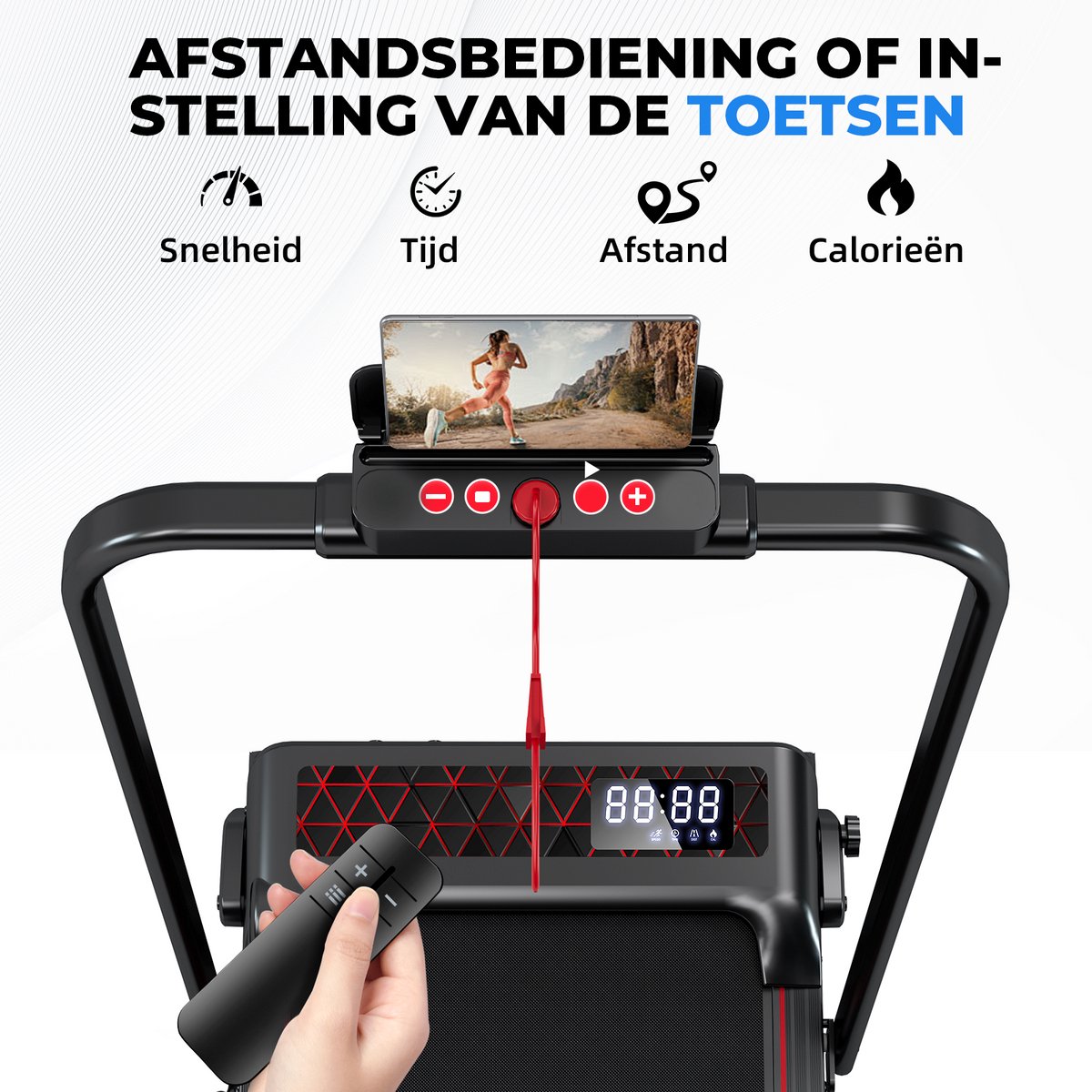 Loopband met 8% Helling - 1-12km/u Snelheidsbereik - Inklapbaar Loopband - 2-in-1 Walking Pad - met Afstandsbediening - Veiligheidssleutel - Tablet-/telefoonhouder. — afbeelding 2