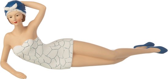 J-Line Femme Maillot de Bain + couché décorative - polyrésine - blanc