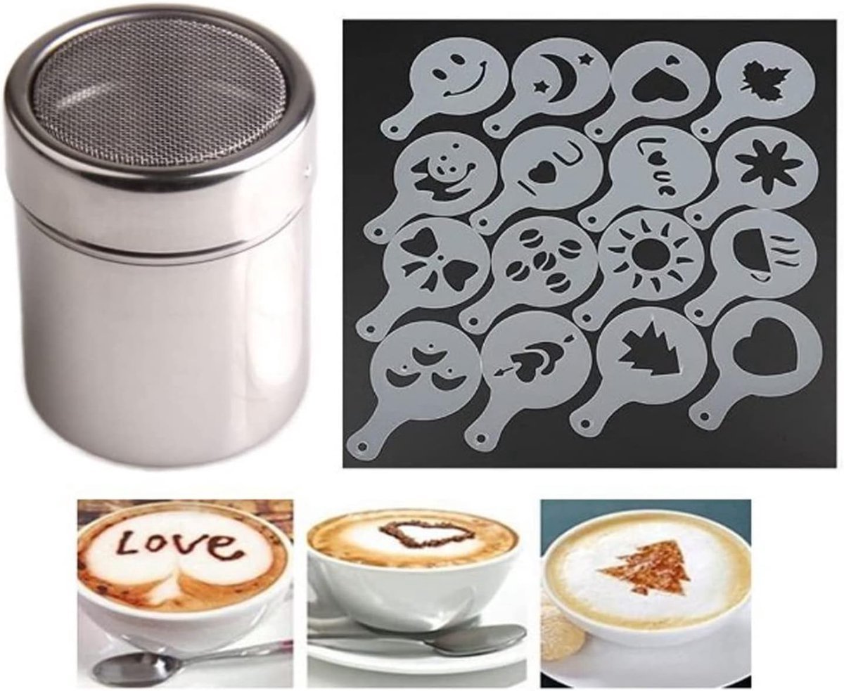 Stunq® Creatieve Cacaopoederstrooier met 16 Variabele Patronen voor Taarten en Desserts