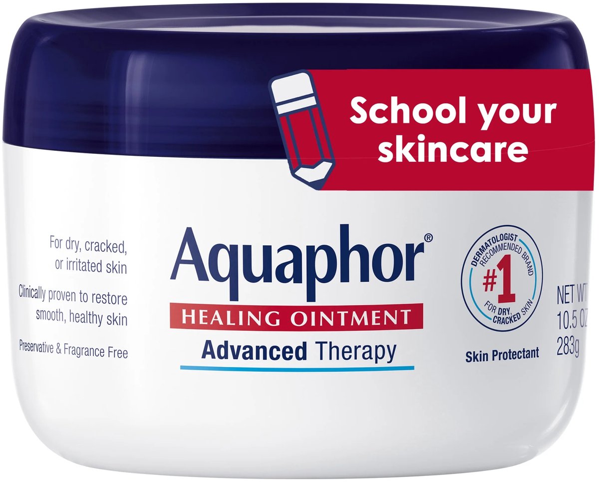 Aquaphor Healing Ointment, Advance Therapy | voor Droge, Gebarsten, Geïrriteerde Huid, Zonder Parfum, 297g