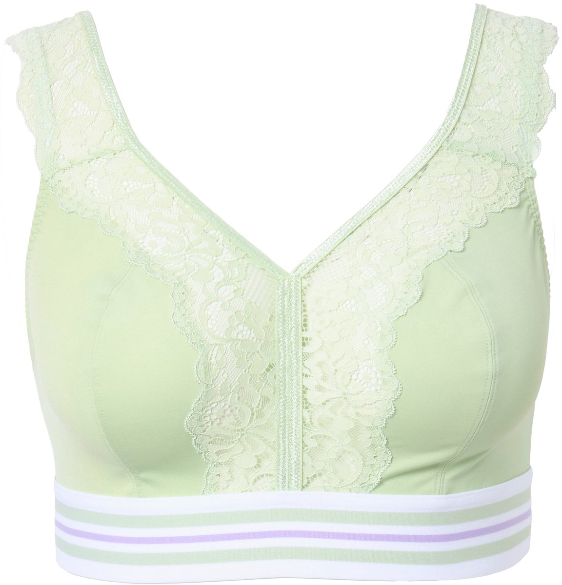 Ulla Popken Dames - Minimizer bralette kant zonder beugels - Lichtgroen