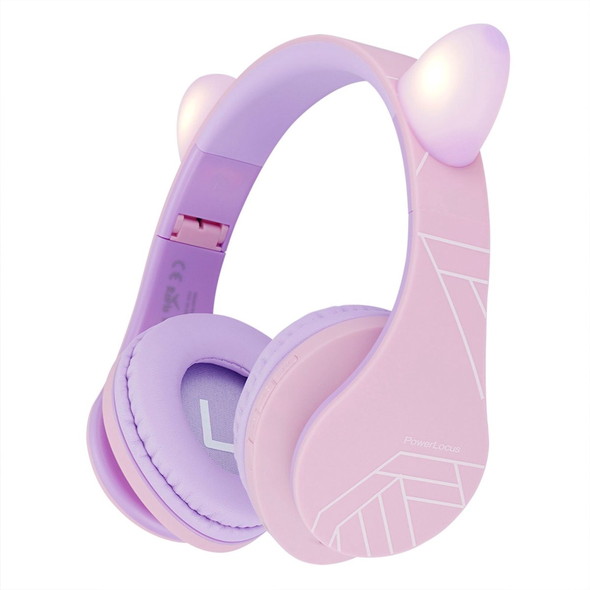PowerLocus P2 Kids kinder- hoofdtelefoon lila/roze met oren