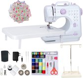Creatorally 505A Mini Elektrische Naaimachine - 12 steektypen - met 42-delige naaipakket + 25 stuks patchwork + garenhouder - Naaiset - Sewing Machine Beginners Set - Electronische naaimachine - Paars