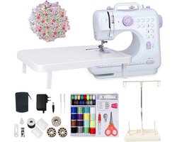 Creatorally 505A Mini Elektrische Naaimachine - 12 steektypen - met 42-delige naaipakket + 25 stuks patchwork + garenhouder - Naaiset - Sewing Machine Beginners Set - Electronische naaimachine - Paars