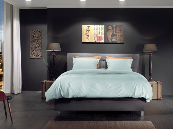 Housse de couette Percale Yellow - Double - 2 personnes (200x200/220 cm + 2 taies) - Murmure Blue