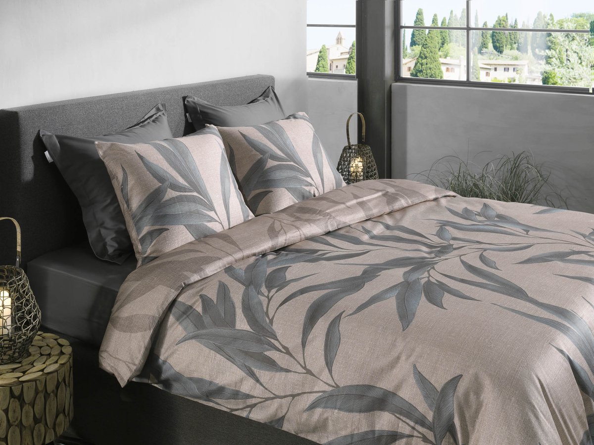 Heckettlane Ramo Dekbedovertrek - Dekbedovertrek van 100% Katoen-Satijn - 240x200-220 cm - Lits-Jumeaux - Taupe