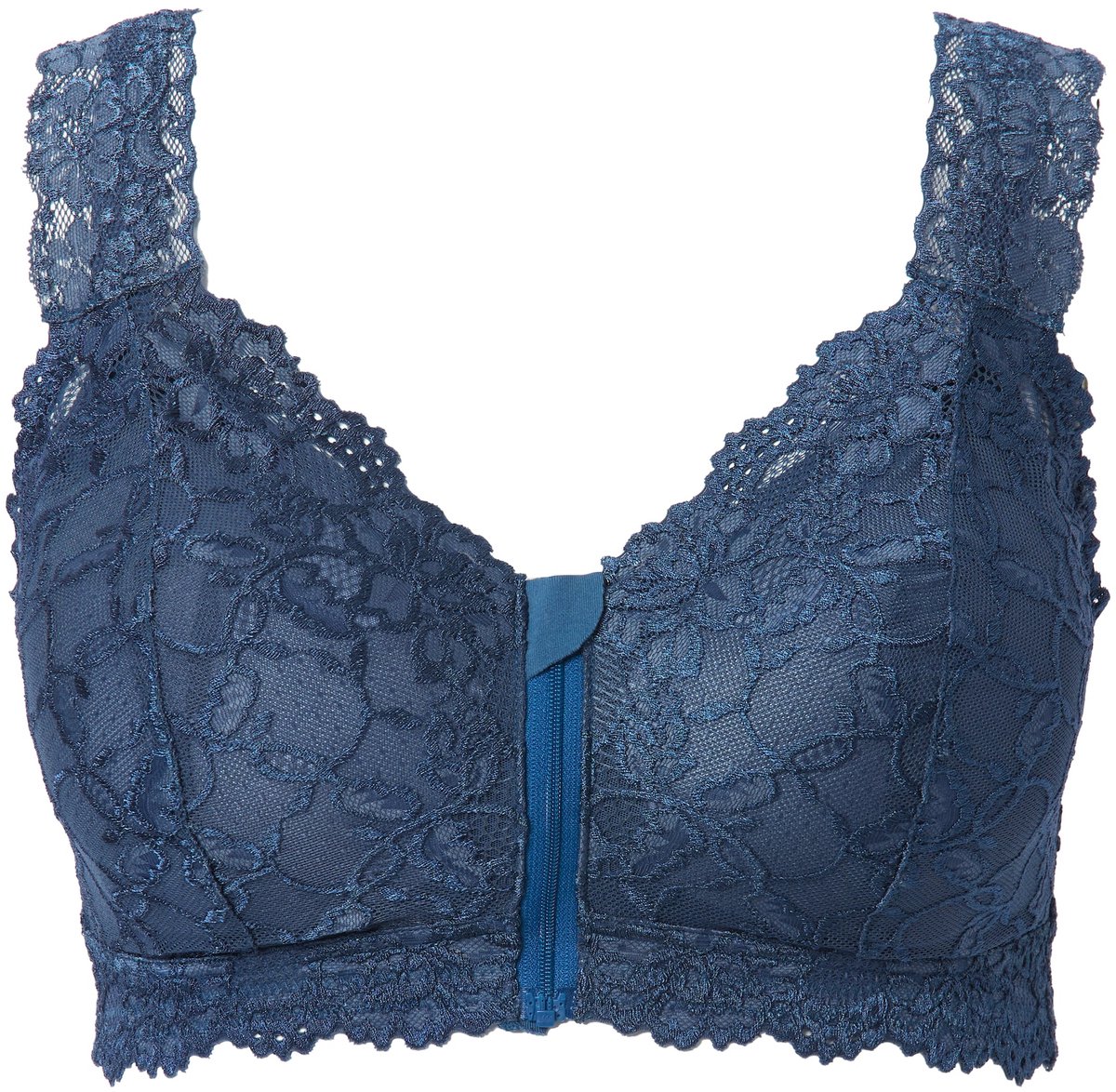 Ulla Popken - Dames - Bralette kant rits geen beugel - Petrol - Maat 95B