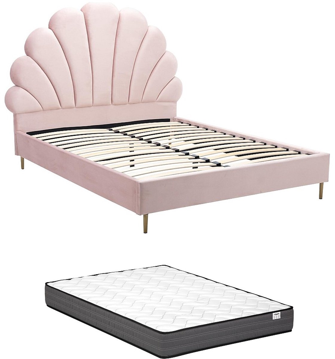 Vente-unique Bedframe fluweel roze 140 x 190 cm LIVAYA