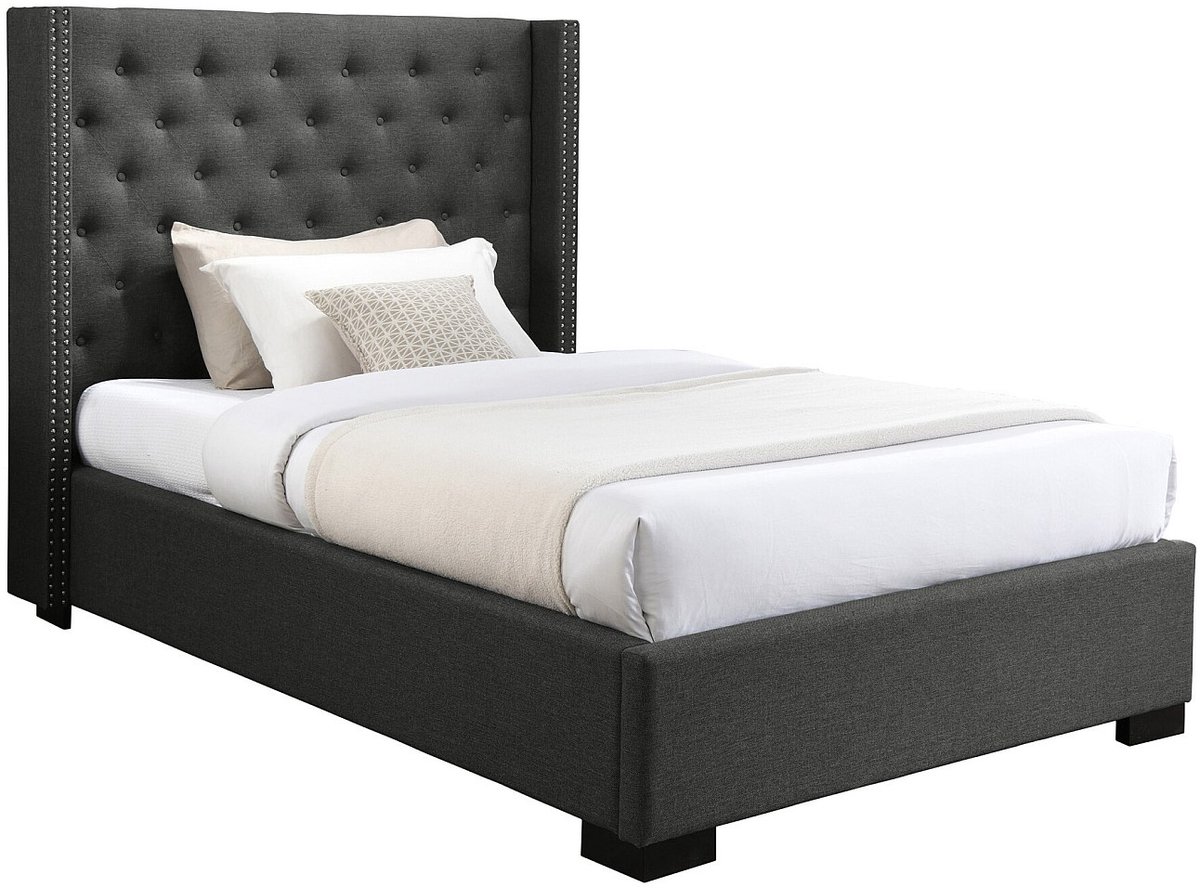 Vente-unique Bedframe stof grijs 120 x 200 cm MASSIMO